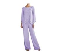 Mother of The Bride Pants Suits Women's Plus Size Elegant Suit Sets 15-Piece Set High Waist Trouser Suit Lavender