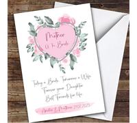 Mother Of The Bride Pink Rose Flower Text Thank You Personalised Greetings Card - Personalised Wedding Card, Will You Be Our - Bridesmaid, Usher, Best Man, Flower Girl, Maid Of Honour