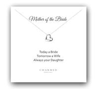 Mother of the Bride Ribbon Heart Necklace 925 Sterling Silver, Jewellery Gift for Women, Wedding Gift