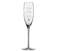 Mother Of The Groom Champagne Glass Flute with Crystal Heart, Crystals and Stem Charm