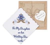 Mother of the Groom Gift Wedding Handkerchief Something Blue, Daughter X 1 (Blue), 6" x 6"