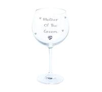 Mother Of The Groom Gin Glass with Crystal Heart and Crystals