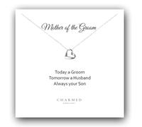 Mother of the Groom Ribbon Heart Necklace 925 Sterling Silver, Jewellery Gift for Women, Wedding Gift