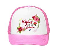 Mother of The Groom Wedding Themed Adjustable Mesh Baseball Cap-Trucker Hat.Wedding,Valentine Gift (Pink)