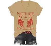 Mother of The Revolution Shirt, Revolution T-Shirt, Classic Graphic Print Women Men V-Neck Tshirt Khaki