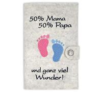 Mother passport wallet "50% Mama 50% Papa.a lot with extra compartments and closure made from 100% wool felt - the original - hand crafted in German