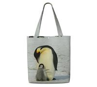 Mother Penguin And Baby Penguin,Reusable Grocery Bags Shopping Tote Bags Large Capacity Canvas Shoulder bag