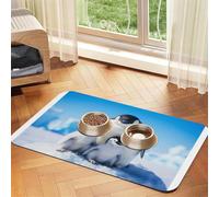 Mother Penguin and Baby Pet Feeding Mat-Waterproof & Non-Slip Dog and Cat Food Mat-No Stains Quick Dry Dog Water Dispenser Mat