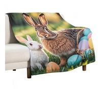 Mother Rabbit and Little Easter Bunny Blanket, Soft Flannel Fleece Blankets Quick-Dry, Lightweight Throw Blanket for Couch, Bed, Office & Travel, Ideal Gift for Family & Friends, 30"x40"