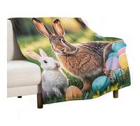 Mother Rabbit and Little Easter Bunny Blanket, Soft Flannel Fleece Blankets Quick-Dry, Lightweight Throw Blanket for Couch, Bed, Office & Travel, Ideal Gift for Family & Friends, 50"x60"