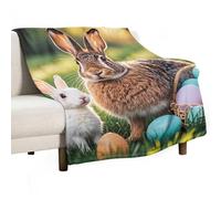 Mother Rabbit and Little Easter Bunny Blanket, Soft Flannel Fleece Blankets Quick-Dry, Lightweight Throw Blanket for Couch, Bed, Office & Travel, Ideal Gift for Family & Friends, 66"x90"