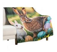 Mother Rabbit and Little Easter Bunny Blanket, Soft Flannel Fleece Blankets Quick-Dry, Lightweight Throw Blanket for Couch, Bed, Office & Travel, Ideal Gift for Family & Friends, 40"x50"