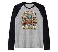 Mother Road 100 Years Gas Snacks Bad Decisions Road Trip Raglan Baseball Tee