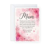 Mother’s Day Card for Mum - ‘We’re So Grateful for You’ Pink Floral Greeting Card - Thoughtful Verse for Mummy Mama - Made in UK - Includes Premium White Envelope