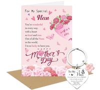 Mother’s Day Card for Nan, Pink Floral Card and Keychain Set, “To My Nan” Sentimental Keepsake, Soft Pink Design, Gift for Grandma, Heartfelt Mother’s Day Grandmother Gifts