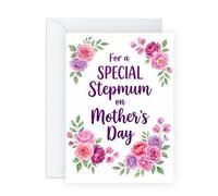 Mother’s Day Card for Stepmum - ‘For a Special Stepmum’ Elegant Floral Greeting Card - Thoughtful Keepsake for Stepmother - Made in UK - Includes Premium White Envelope
