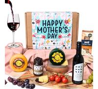 Mother’s Day Cheese & Red Wine Gift Hamper | Gourmet Food, Foodies, Cheddar, Crackers & Chutney Gift Set for Mum (Red Wine & Cheese Gift Box)