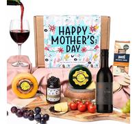 Mother’s Day Cheese & Red Wine Gift Hamper | Gourmet Food, Foodies, Cheddar, Crackers & Chutney Gift Set for Mum (Malbec Red Wine)