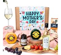 Mother’s Day Cheese & White Wine Gift Hamper | Gourmet Food, Foodies, Cheddar, Crackers & Chutney Gift Set for Mum (White Wine & Cheese Gift Box)