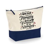 Mother’s Day Gift for Mom - Even Though I Am Not from Your Tummy Quote, Adoption Gift, Travel Bag, Girl Makeup Bag, Canvas Accessory Bag. (Natural Navy, L)