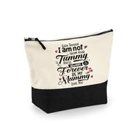 Mother’s Day Gift for Mom - Even Though I Am Not from Your Tummy Quote, Adoption Gift, Travel Bag, Girl Makeup Bag, Canvas Accessory Bag. (Natural Black, M)