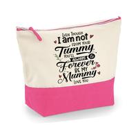 Mother’s Day Gift for Mom - Even Though I Am Not from Your Tummy Quote, Adoption Gift, Travel Bag, Girl Makeup Bag, Canvas Accessory Bag. (Natural True Pink, L)