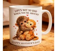 Mother’s Day Gifts for Mum, Punch The Monkey Mug, 11oz Ceramic Coffee Cup, Birthday Present for Mom Grandma and Stepmum from Daughter Son