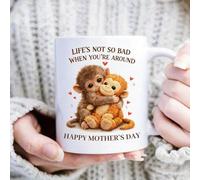 Mother’s Day Gifts for Mum, Punch The Monkey Mug,11oz Ceramic Coffee Cup, Unique Motivational Friendship Gift for Animal Lovers, Birthday Present for Grandma from Daughter, Son