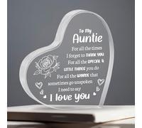 Mother’s Day Ideas Gifts for Auntie Acrylic Keepsake 3.94x3.94 In Aunt Birthday Gift Engraved Sign Plaque Presents from Nephew Niece Desk Decoration for Christmas Anniversary Thanksgiving Gifts