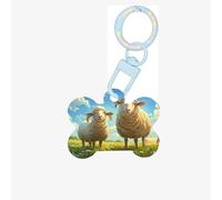 Mother Sheep and Little Sheep in The Meadow Dog Tags for Pets,Bone-Shaped Acrylic Pet ID Tags,Perfect for Small to Large Dogs and Cats,Cute & Functional