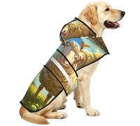 Mother Sheep And Little Sheep In The Meadow Waterproof Dog Raincoat And Rain Jacket With Hood, Reflective Strips And Adjustable Belly Strap, Fits Small To Large Dogs