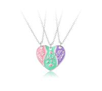 Mother Sisters Necklace for 3 Women Girls Friendship Matching Magnetic BFF Necklace Set Mom Big Sis Lil Sis Split Heart Pendant Mom Daughter Family Jewelry Mother Day Birthday Gifts BFF