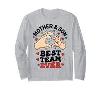 Mother Son Best Team Ever Heart Hands Display Long Sleeve T-Shirt