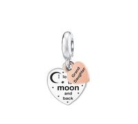 Mother Son Birthday Friend Butterfly Love Heart Rose Gold Charm Pendant 925 Sterling Silver Dangle Compatible With Pandora Bracelet (Grand Daughter I Love You To The Moon And Back Heart)