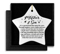 Mother & Son Christmas Ornament Gift, A Depth of Love Sometimes Unspoken, Birthday Mother's Day Keepsake Ornament Gift for Son Mom, Christmas Tree Star Shape Ceramic Ornament Decor