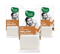 Mother Sparsh Moisturizing Milky Baby Bathing Soap Bar - 75g X 3 | pH 5.5 with Milk, Coconut Oil and Vitamin E, Prevents Dryness & Rashes
