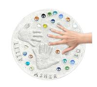Mother Stepping Stone Kit Mother's Day Diy Handprint Craft Kit Diy Handprint Stepping Stone Kits With Letter Stamps And Colored Stones, 9.84x9.84 Inches, Indoor Outdoor Family Keepsake Craft