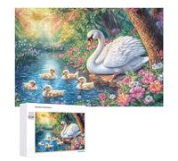 Mother Swan Watching Five Cygnets 1000 Piece Jigsaw Puzzle for Teens 14+ Party Game Logic Thinking Gift for Social Gathering 1000 PCS
