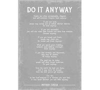 Mother Teresa Do it anyway (Grey version) art print. Size A4