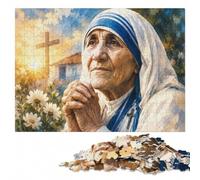 Mother Teresa Praying Flowers Art Wooden Puzzle, Adults, 1000 Pieces