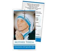 Mother Teresa Saint Teresa Calcuta Prayer Card with Cross in a Plastic Wallet Blessings Religious Prayer on Reverse