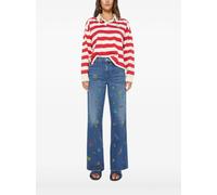 MOTHER The Boxy Match striped long-sleeve polo shirt - Red XS-S
