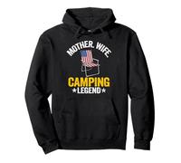 Mother Wife Camping Legend Mom American Flag Women Camping Pullover Hoodie
