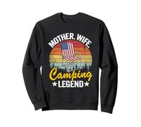 Mother Wife Camping Legend Mom American Flag Women Camping Sweatshirt
