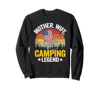 Mother Wife Camping Legend Mom American Flag Women Camping Sweatshirt