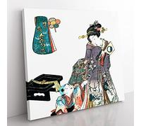 Mother with Child by Utagawa Toyokuni Asian Japanese Canvas Wall Art Print Ready to Hang, Framed Picture for Living Room Bedroom Home Office Décor, 50x50 cm (20x20 Inch)