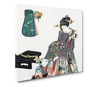 Mother with Child by Utagawa Toyokuni Asian Japanese Canvas Wall Art Print Ready to Hang, Framed Picture for Living Room Bedroom Home Office Décor, 20x20 Inch (50x50 cm)
