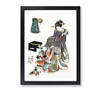 Mother With Child By Utagawa Toyokuni Asian Japanese Framed Wall Art Print, Ready to Hang Picture for Living Room Bedroom Home Office Décor, Black A2 (64 x 46 cm)