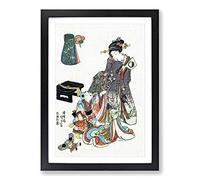 Mother with Child by Utagawa Toyokuni Framed Print | A2 Black Framed Wall Art | Ready to Hang | Modern Nature Picture | Living Room Bedroom Lounge Office