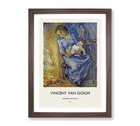 Mother With Child By Vincent Van Gogh Exhibition Museum Painting Framed Print | A2 Walnut Framed Wall Art | Ready to Hang | Modern Historical Picture | Living Room Bedroom Lounge Office